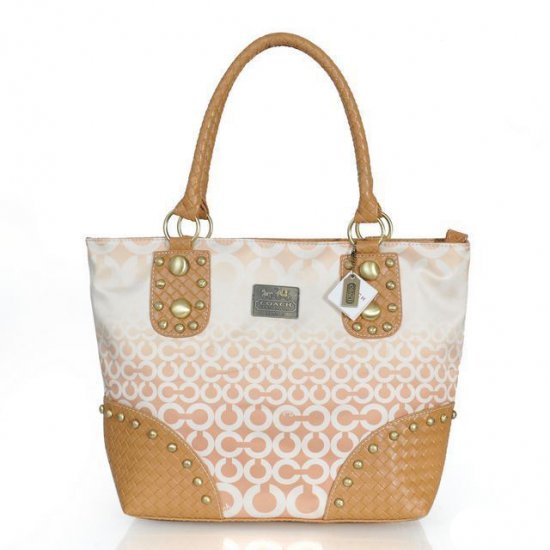 Coach Knitted Stud Medium Apricot Satchels ERR - Click Image to Close